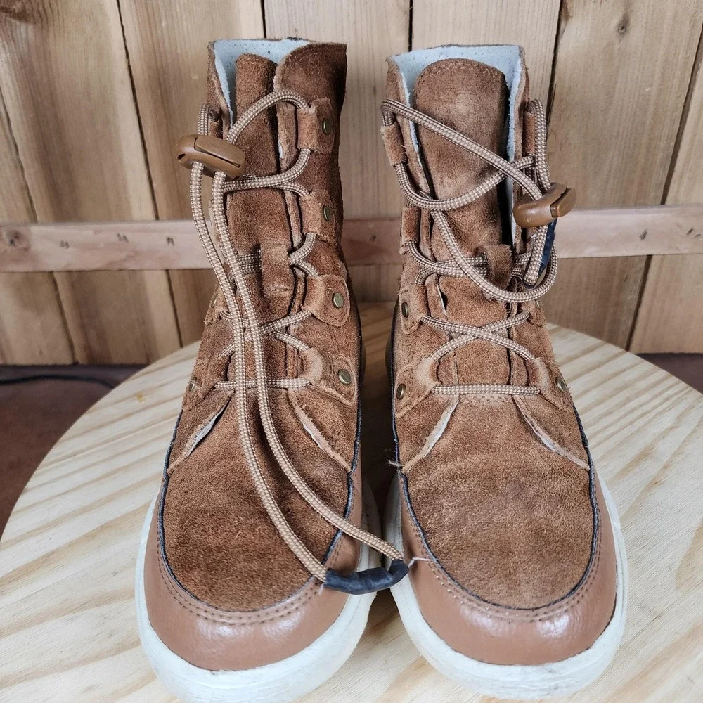 Sorel Explor Boots Youth Size 3 Brown Suede Faux Fur Lined Waterproof NY4897-242